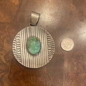 Sterling Silver Pendant with Real Turquoise Stone
